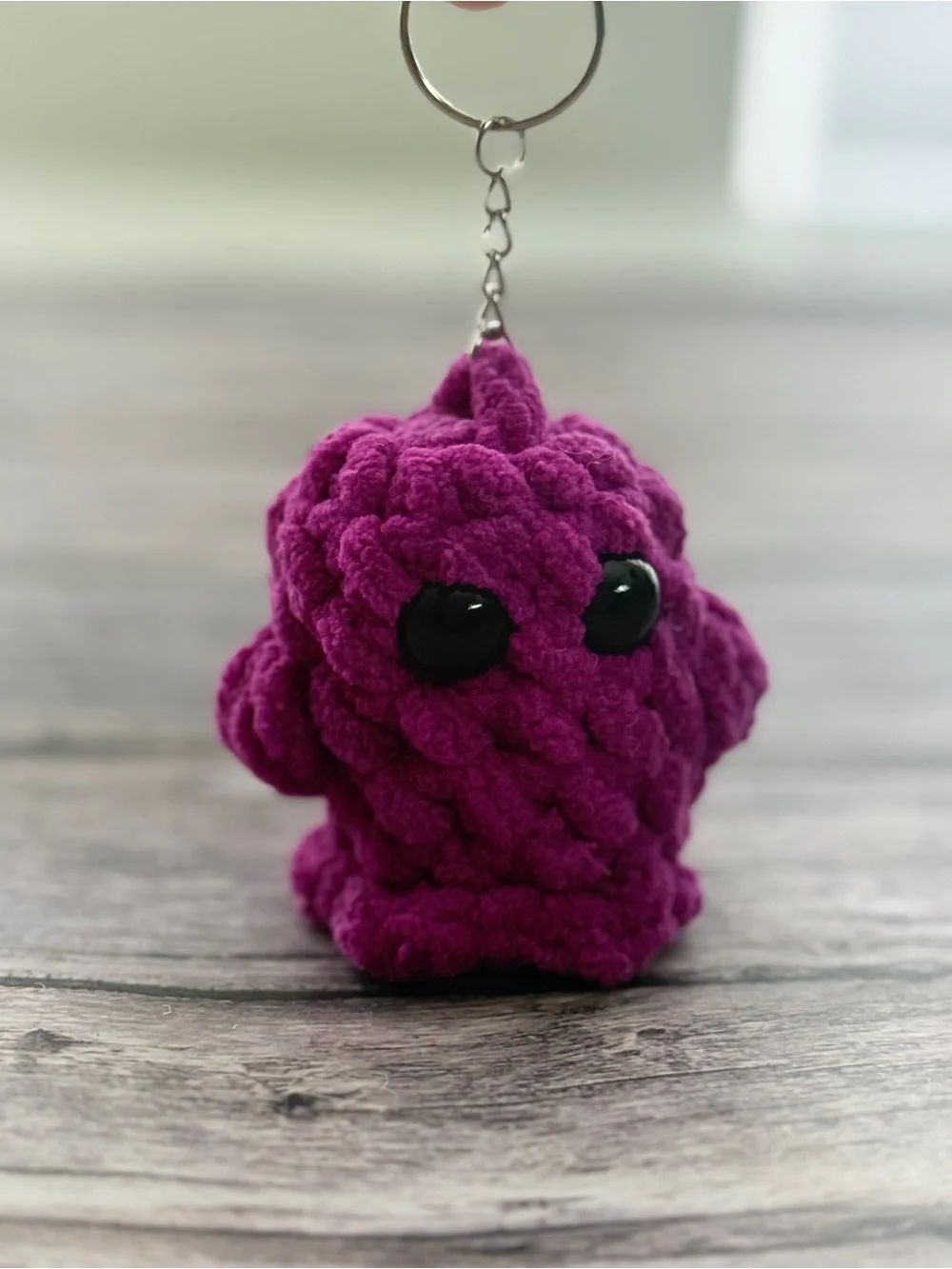 Handmade Purple Crochet Ghost Keychain – 3”